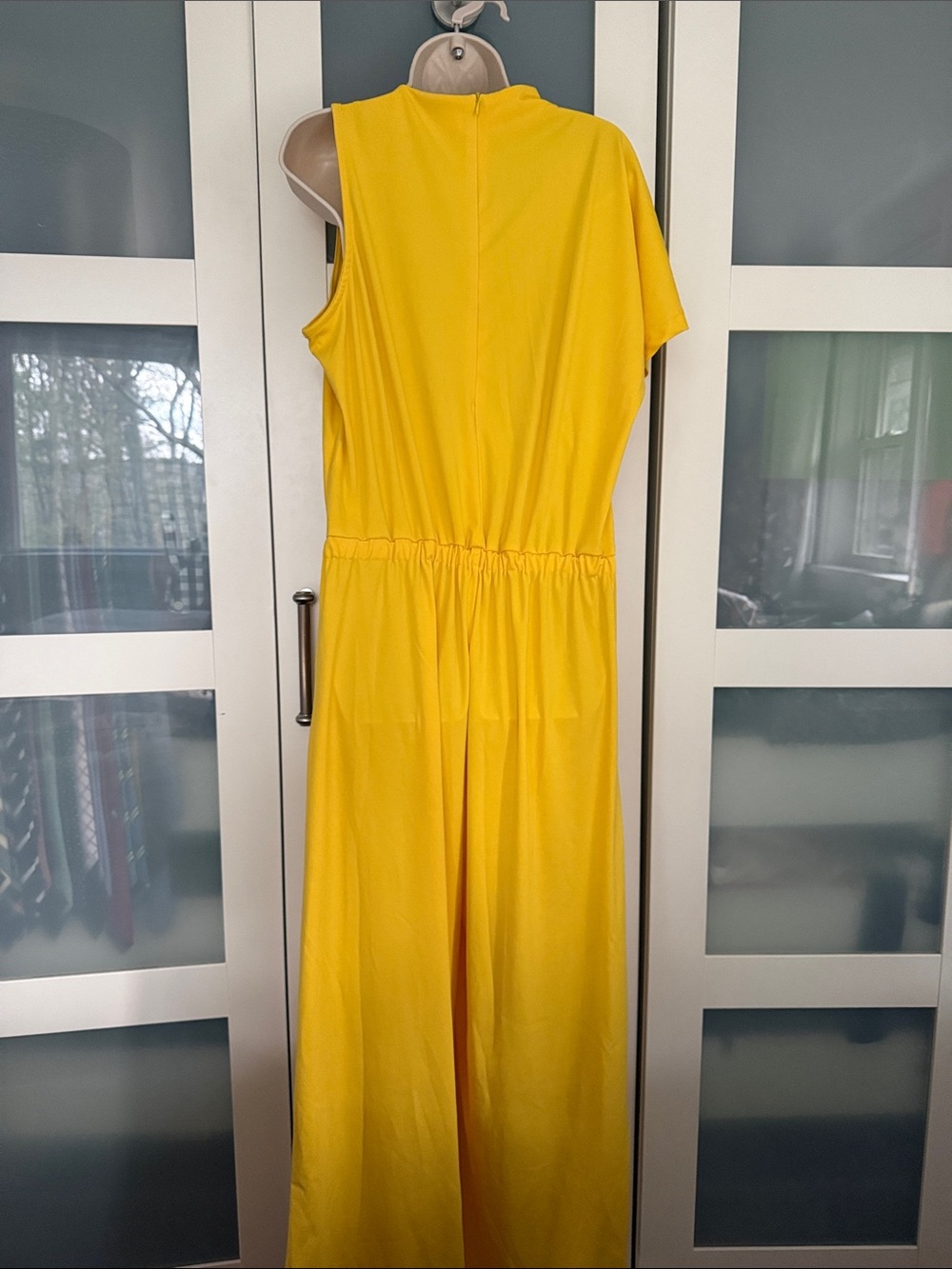 Misslook Yellow Women's One-Shoulder Wide-Leg Jumpsuit Large - Picture 2 of 3
